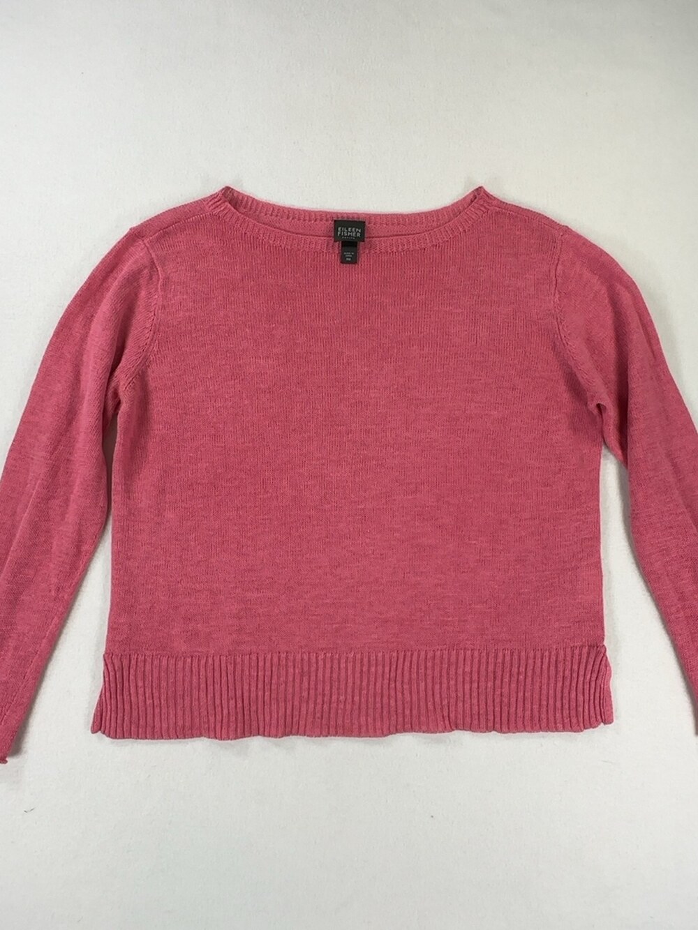 Eileen Fisher Petite Crewneck Sweater 100% Linen Pink Women's Size Medium Petite